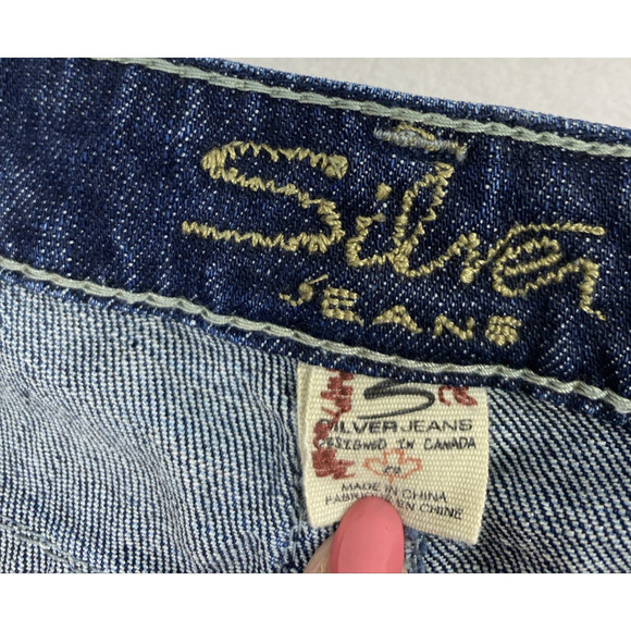 Silver Alex Jeans Womens Size 29 Distress Destroyed Dark Wash Denim Low Rise - Picture 3 of 15